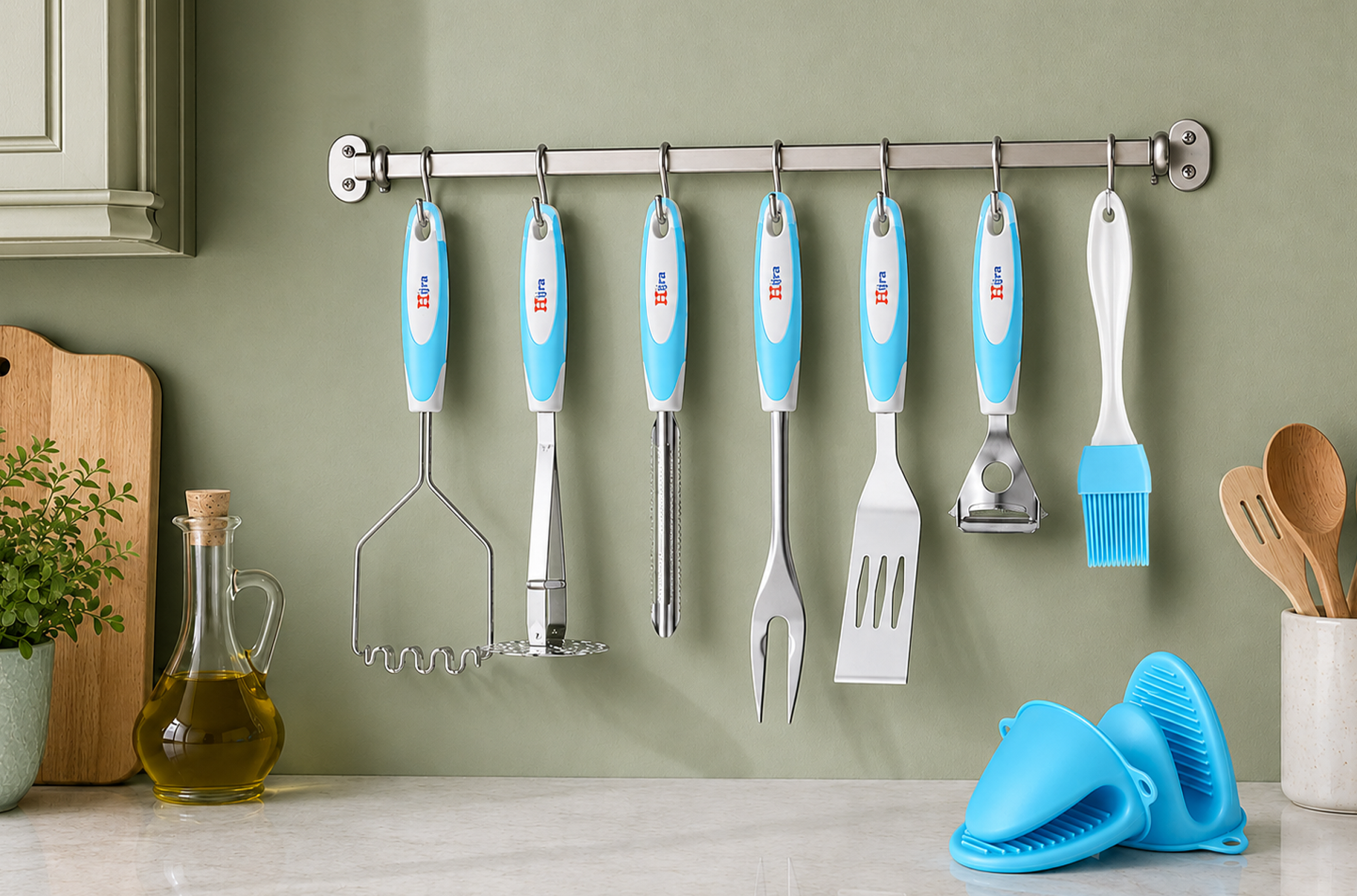 Stainless Steel Vegetable Masher Set (7-Pack) With a Gift of Mini Gloves
